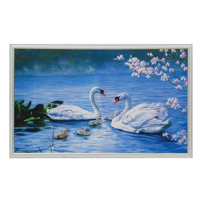 Картина "Лебединая семья" 64х104 см