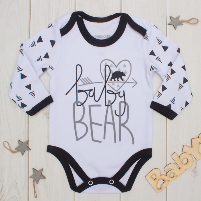 Боди детское с дл.рукавом Крошка Я "Baby bear" бел, рост 74-80см (9-12мес)