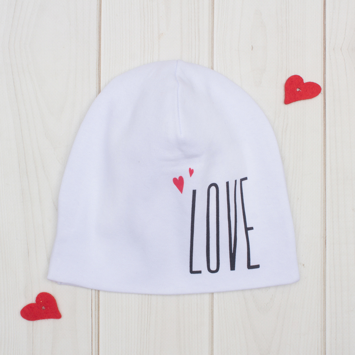Чепчик (шапочка) Крошка Я "LOVE" бел, р-р 44 (6-9 мес)