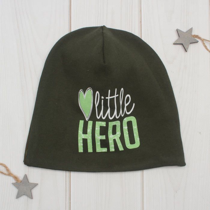 Чепчик (шапочка) Крошка Я "Герой" хаки, р-р 48 (1,5-2 года)