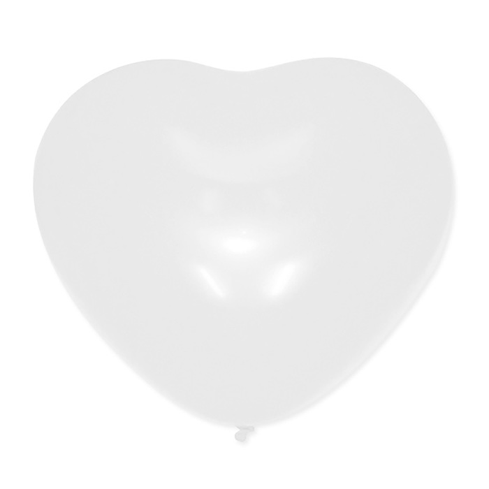 Шар латексный 10", сердце, пастель, набор 50 шт, цвет белый,