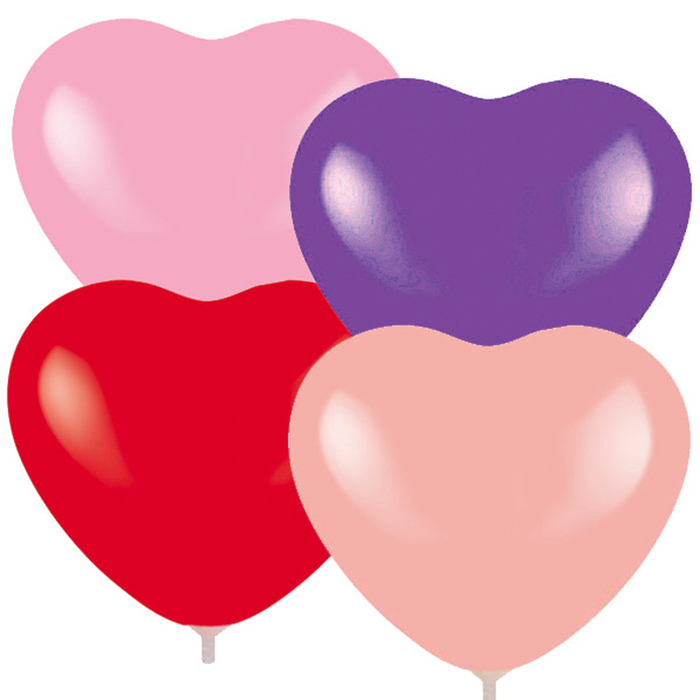 Шар латексный 10", сердце, декоратор, набор 50 шт, МИКС 4 цв.