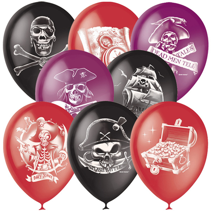 Шар латексный 12" "Пираты", декоратор, 2-сторонний, набор 50 шт., цвета МИКС