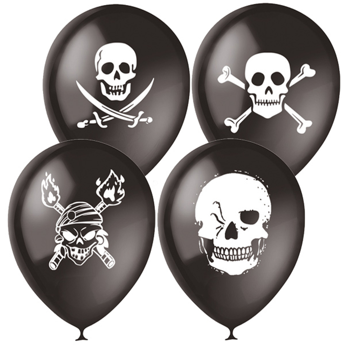 Шар латексный 12" "Череп" декоратор, 2 ст., набор 50 шт, цвет черный