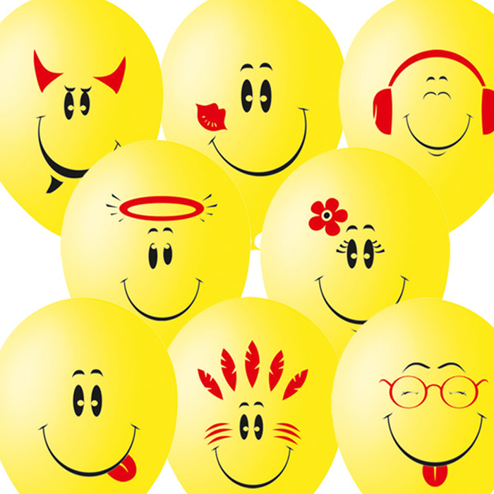 Шар латексный 12" "Смайлы", пастель, 1-сторонний, набор 25 шт., цвет жёлтый