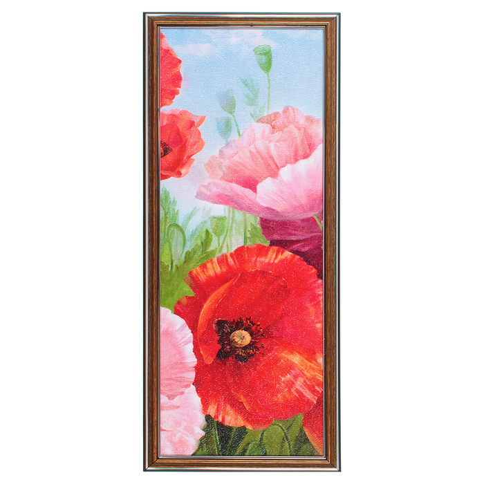 Картина "Разноцветные маки-3 " 23х53 см