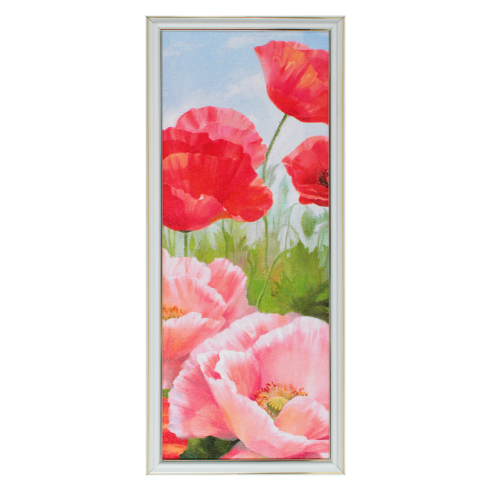 Картина "Разноцветные маки-4" 23х53 см