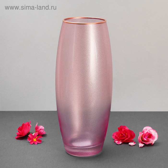 Ваза Симфония розовая металик 8х11х26 см ваза celle розовая