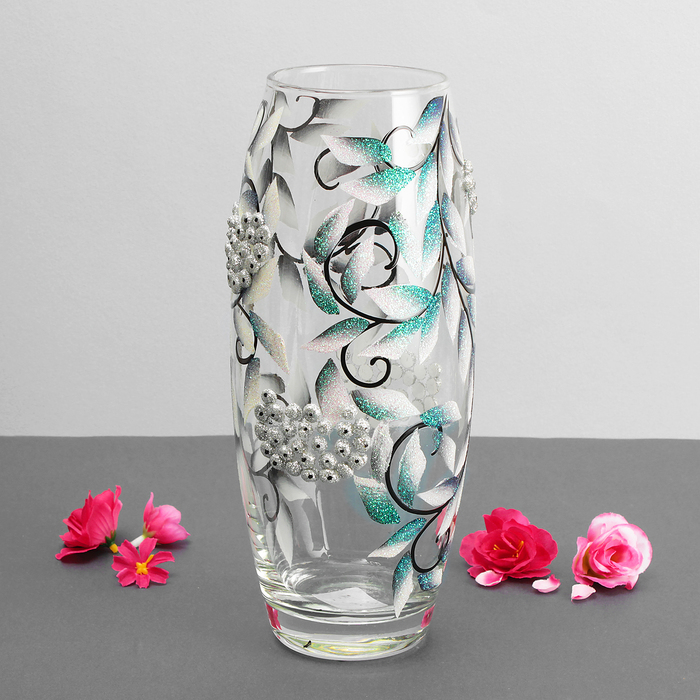 Ваза "Ягодные ветки" серая