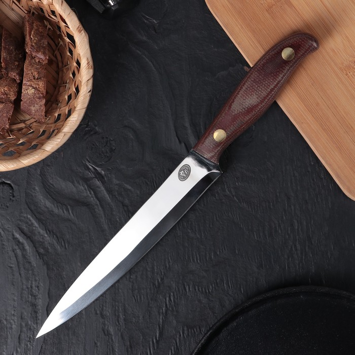 Нож кухонный большой, рукоять текстолит, узкий