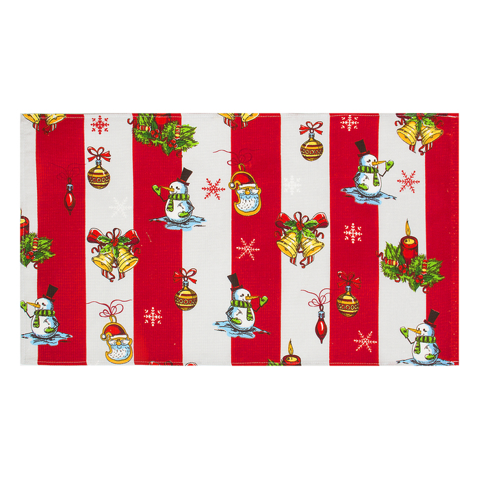 Полотенце вафельное набивное "Сочельник" красный40х70 см, 160 гр/м, 100%  хлопок