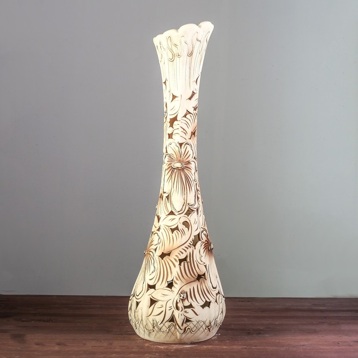 Ваза "Лилия" шамот резка, золото