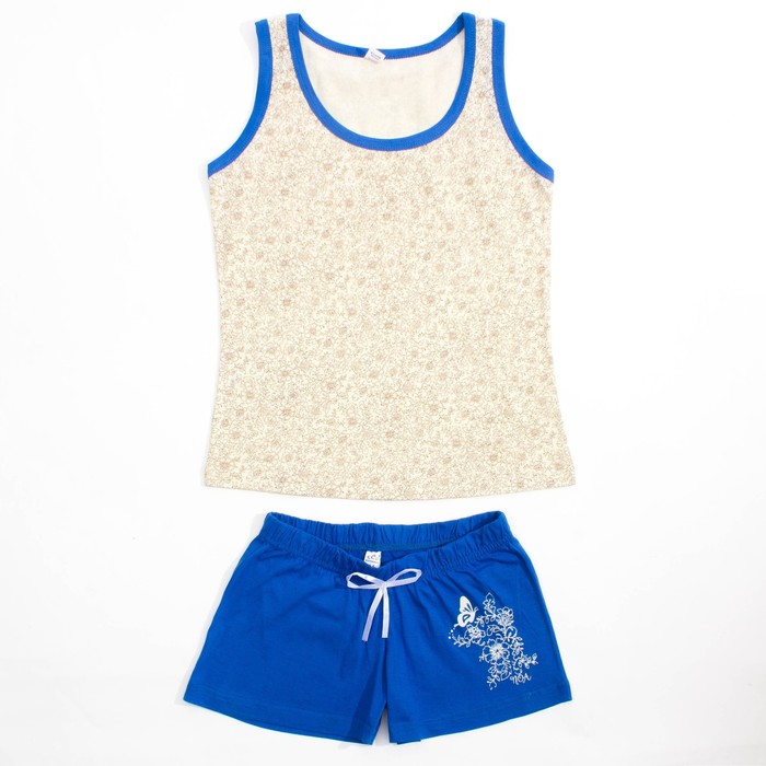 Пижама женская (майка, шорты), цвет бежевый, размер 44