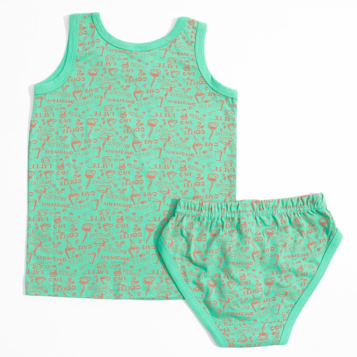 Трусы+майка для девочки, рост 110-116 см, цвет зелёный