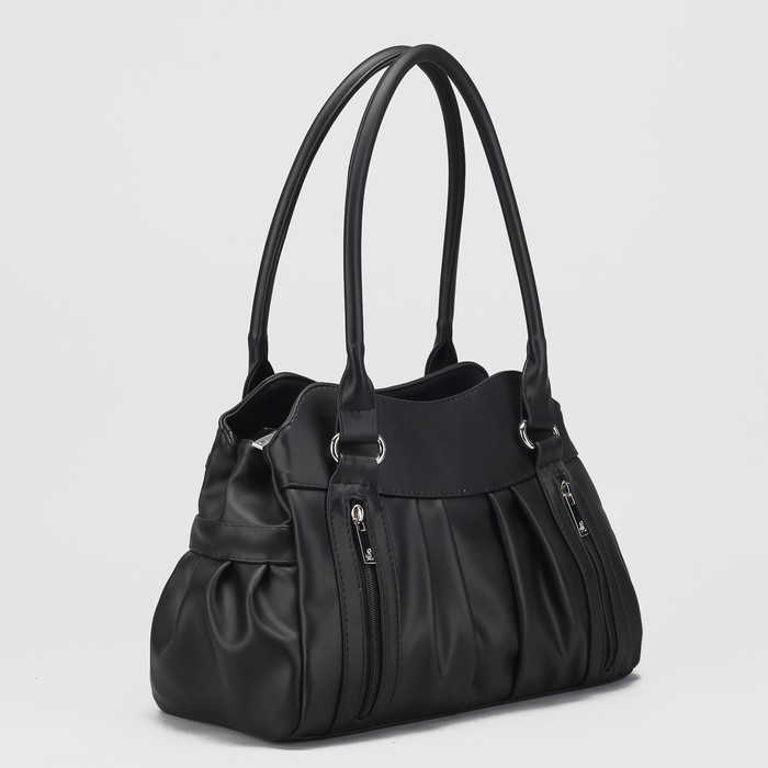 Сумка женская на молнии, 1 отдел, наружный карман, цвет чёрный