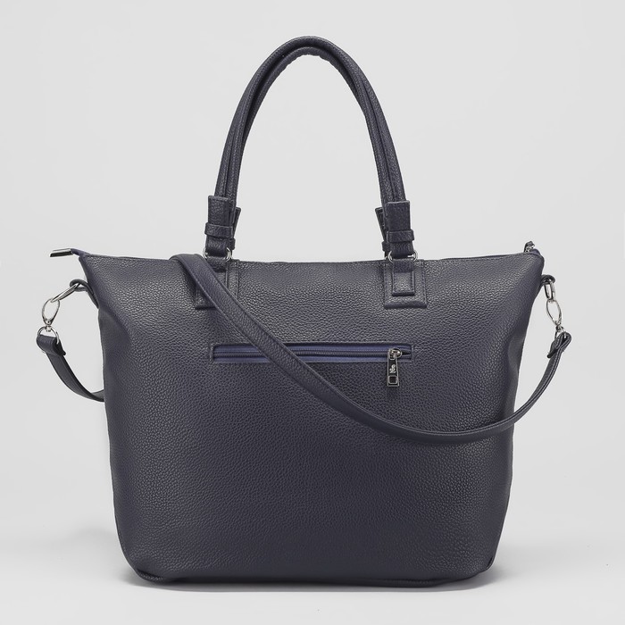 Сумка женская, отдел с перегородкой на молнии, 3 наружных кармана, длинный ремень, цвет синий