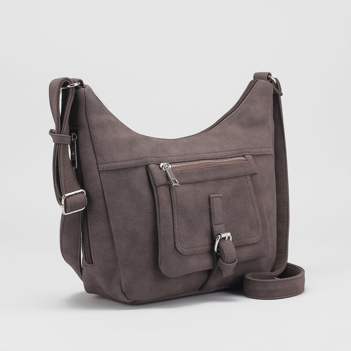 Сумка женская, отдел на молнии, 2 наружных кармана, цвет коричневый