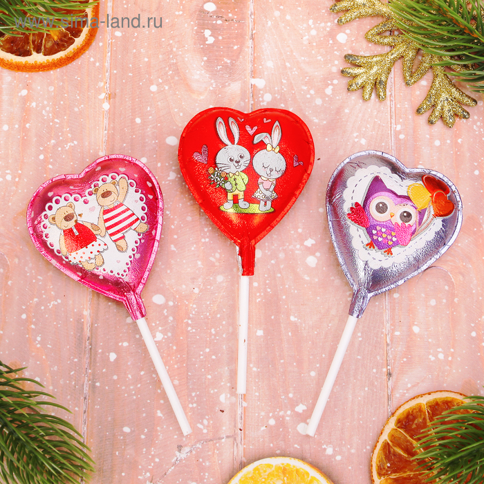 Фигура из молочного шоколада Сердечко на палочке 25 г 57₽