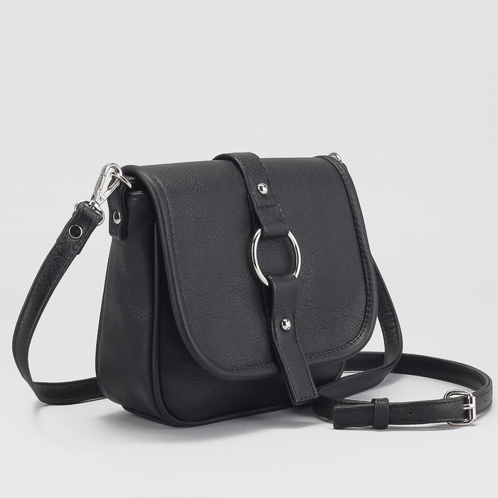 Сумка женская, отдел на молнии, наружный карман, регулируемый ремень, цвет чёрный