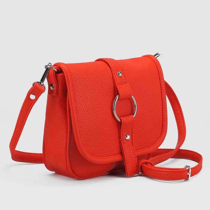 Сумка женская, отдел на молнии, наружный карман, регулируемый ремень, цвет красный