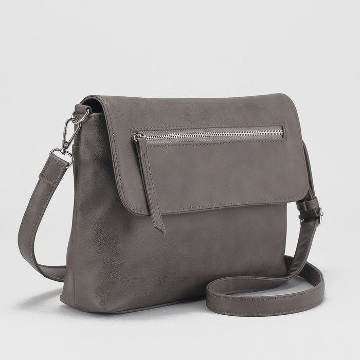 Сумка женская, отдел на молнии, 2 наружных кармана, регулируемый ремень, цвет коричневый