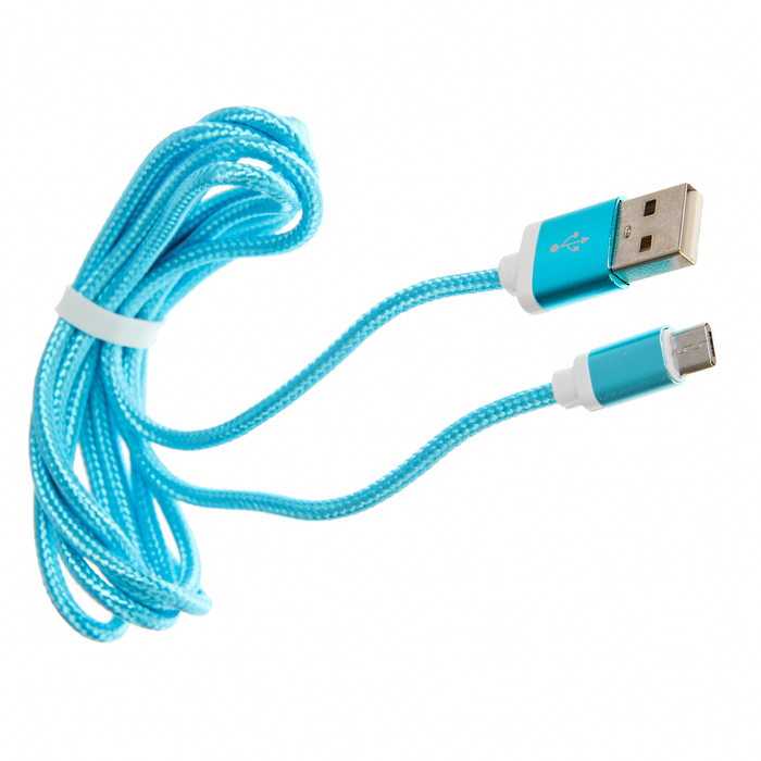 Кабель RITMIX RCC-311, MicroUSB-USB, тканевая оплетка, 1.5 м, голубой
