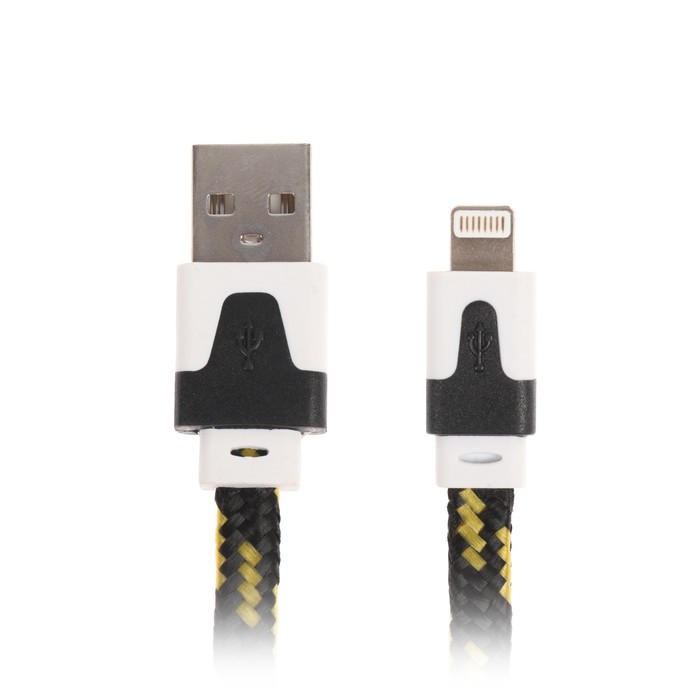 Кабель RITMIX RCC-221 Black, Lightning 8pin-USB для синхронизации/зарядки, ткан. опл., 1м