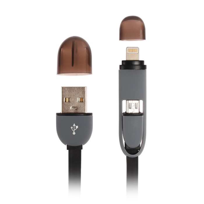 Кабель RITMIX RCC-200, MicroUSB+Lightning 8pin-USB, 1 м, черный