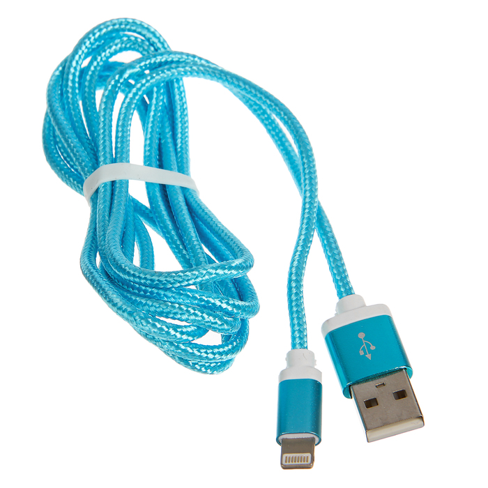 Кабель RITMIX RCC-321, Lightning 8pin-USB, ткан. оплетка, 1.5 м, синий