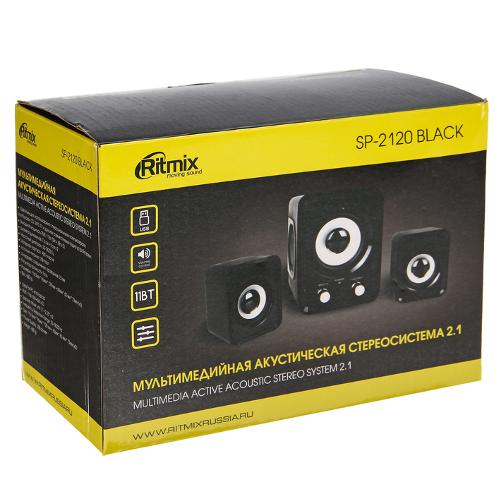 Акустическая система 2.1 RITMIX SP-2120, 2х3Вт+5Вт, USB, черная