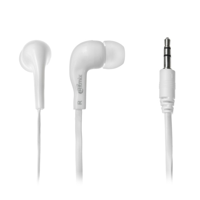 Наушники RITMIX RH-004, 100 дБ+/-3 дБ; Jack 3.5 мм, кабель 1.2 м, белые