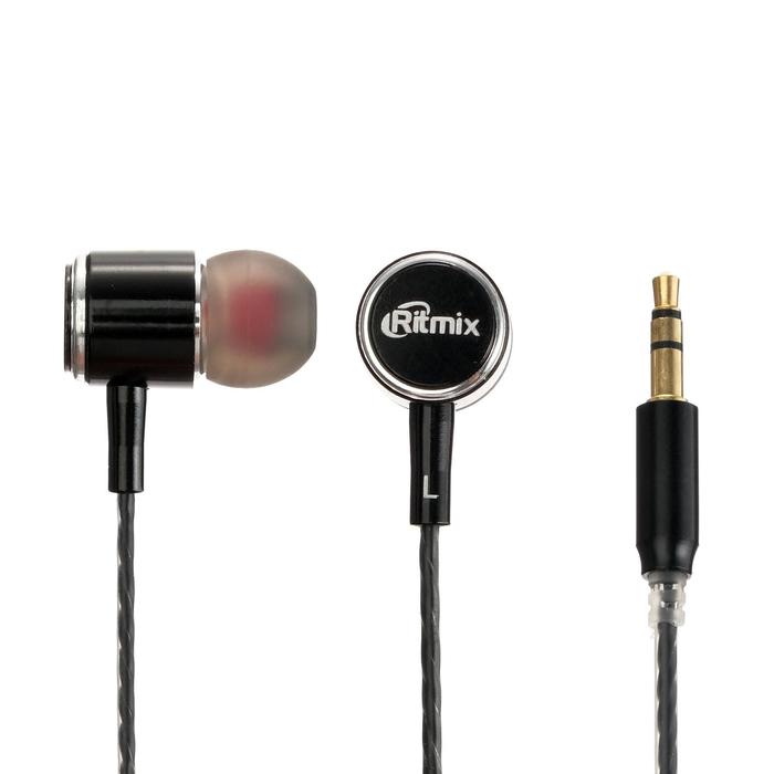 Наушники RITMIX RH-137, 92 дБ+/-3 дБ, Jack 3.5 мм, кабель 1.2 м, черные