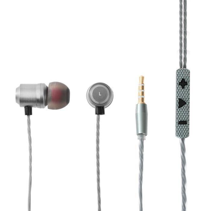 Гарнитура RITMIX RH-170M, 92 дБ+/-3 дБ, Jack 3.5 мм,кабель 1.2 м, микрофон, серая