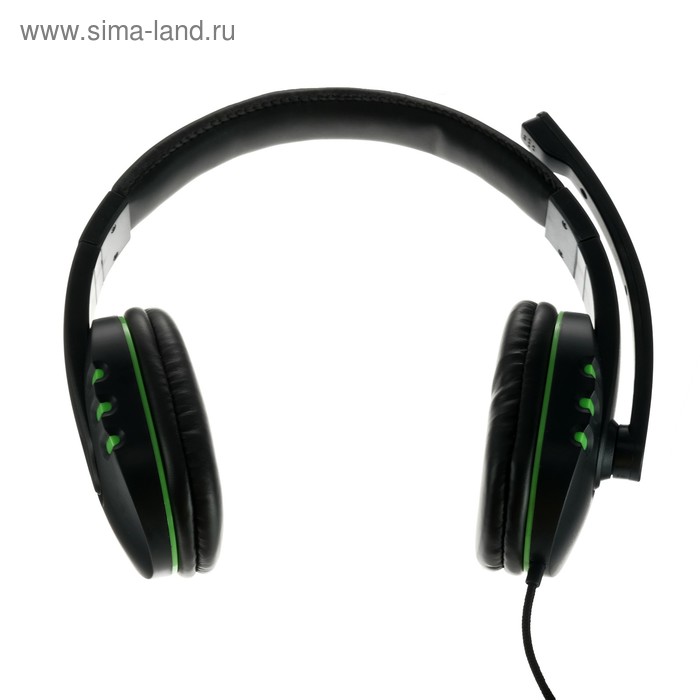 фото Наушники ritmix rh-555m gaming, игровые, полноразмерные, микрофон, 3.5мм, 1.8м, черно/зелен