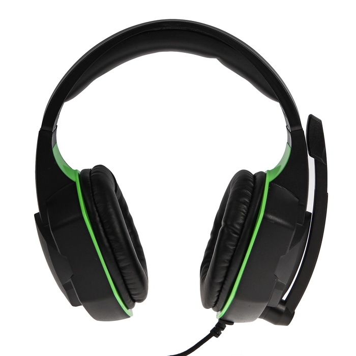 Наушники Ritmix RH-560M Gaming, игровые, полноразмерные,микрофон,3.5мм, 1.8 м, черно-зеленые