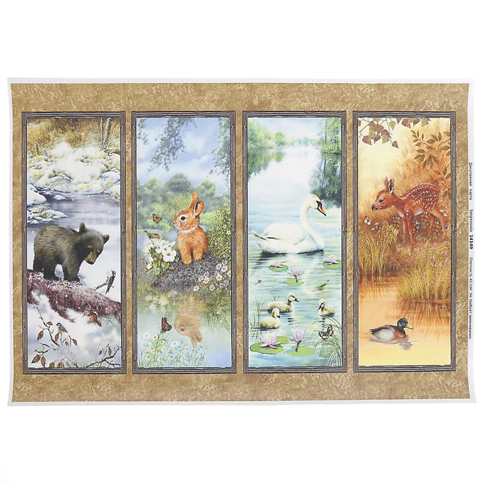 Декупажная карта "Времена года. Зверятки" плотность  45г/м2  формат А4