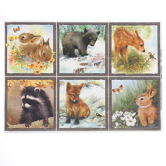 Декупажная карта "Лесные зверята" плотность  45г/м2  формат А4 (14152)