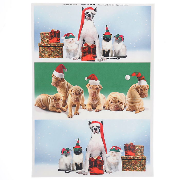 Декупажная карта "Фоны с собаками" плотность  45г/м2  формат А4 (14209)