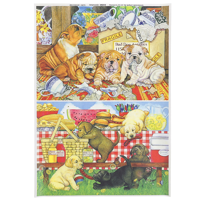 Декупажная карта "Озорники" плотность  45г/м2  формат А4