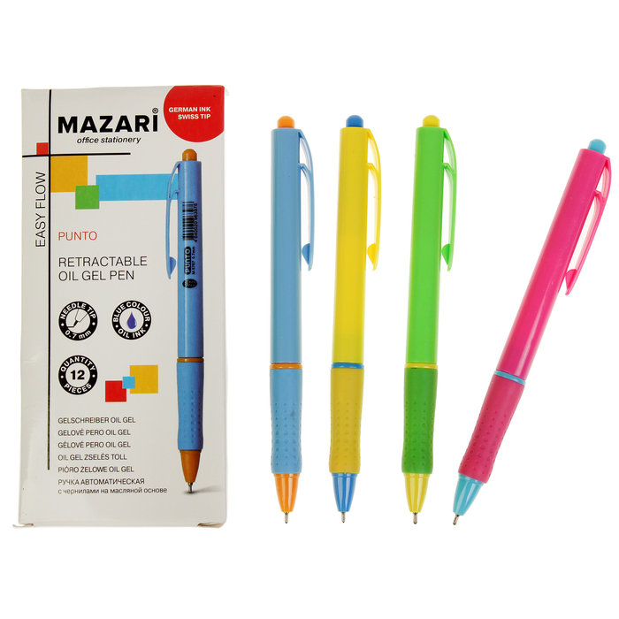 Ручка шариковая автоматическая Punto, узел 0.7мм, синие чернила на масляной основе, Easy Flow, микс