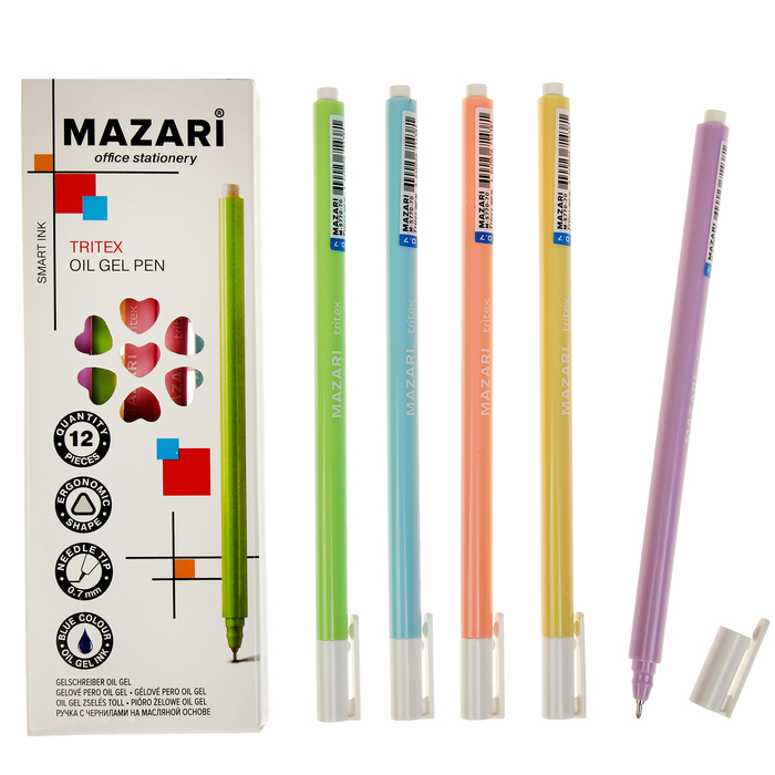 Ручка шариковая Tritex, игольчатый пишущий узел 1.0мм, синие чернила на масляной основе, микс