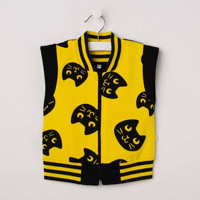 Жилетка для девочки "Black_cat", рост 92 см, цвет чёрный/жёлтый ЖТ-159_М