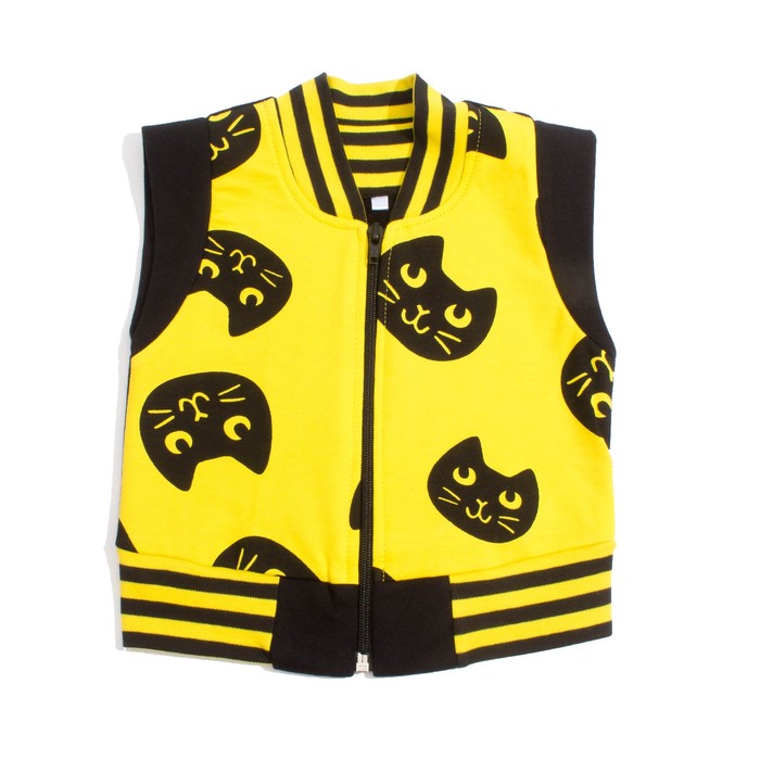 Жилетка для девочки "Black_cat", рост 104 см, цвет чёрный/жёлтый ЖТ-159