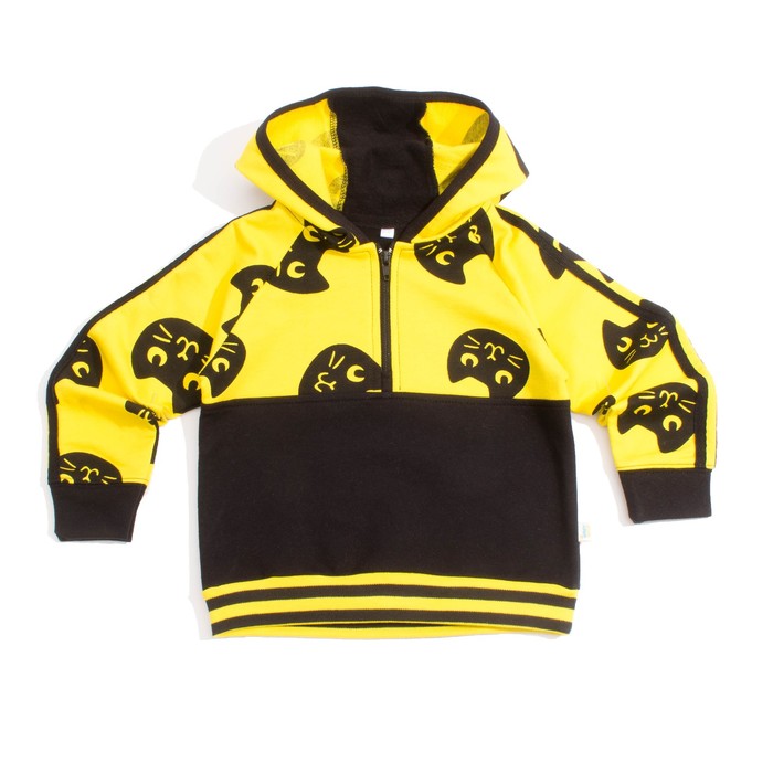 Толстовка для девочки "Black_cat", рост 104 см, цвет чёрный/жёлтый ТЛ-132