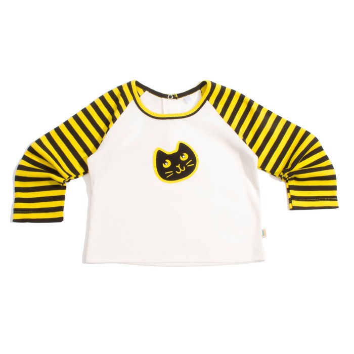 Лонгслив для девочки "Black_cat" экрю, рост 110 см, цвет белый КФ-130А