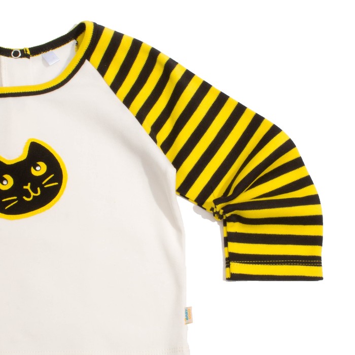 Лонгслив для девочки "Black_cat" экрю, рост 116 см, цвет белый КФ-130А