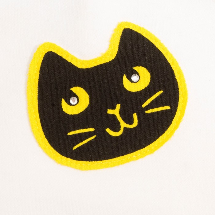 Лонгслив для девочки "Black_cat" экрю, рост 116 см, цвет белый КФ-130А