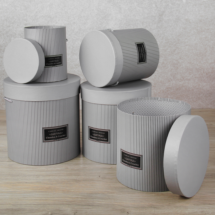 Набор коробок 5в1, серый, 24,5 х 24,5 х 25 - 14 х 14 х 17 см