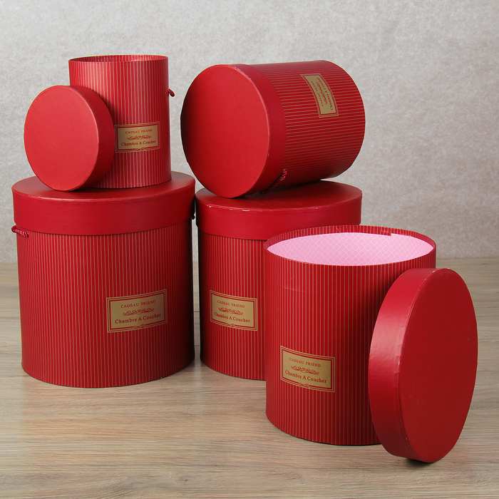 Набор коробок 5в1, красный, 24,5 х 24,5 х 25 - 14 х 14 х 17 см