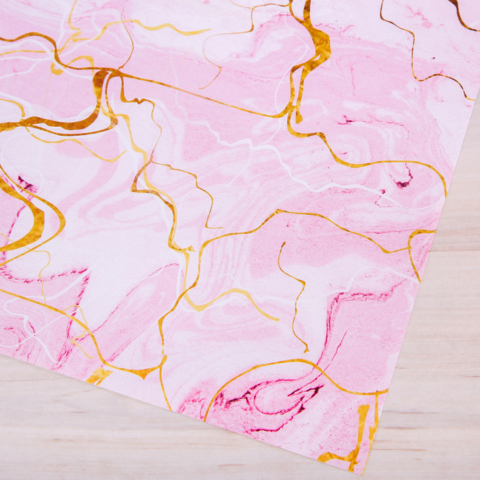 Бумага упаковочная глянцевая "Розовый мрамор", 70 х100 см